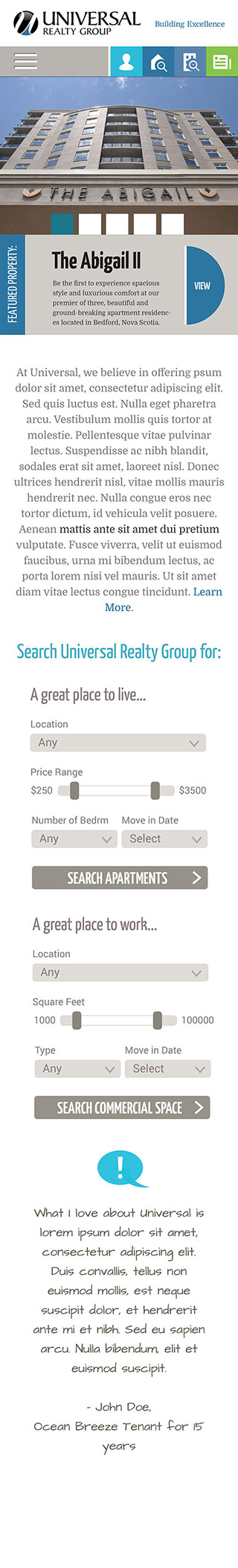 Universal Properties - Homepage Mobile Responsive Design