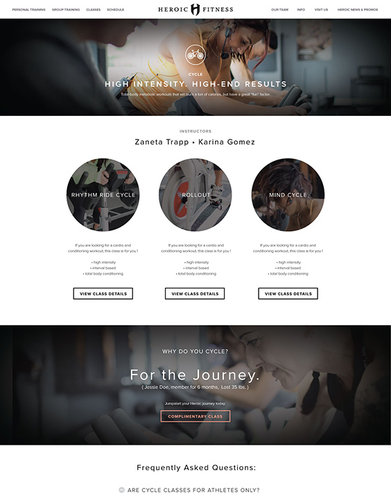 Heroic Fitness Website Design Wireframe