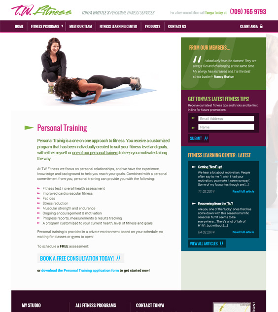 TW Fitness Website Design